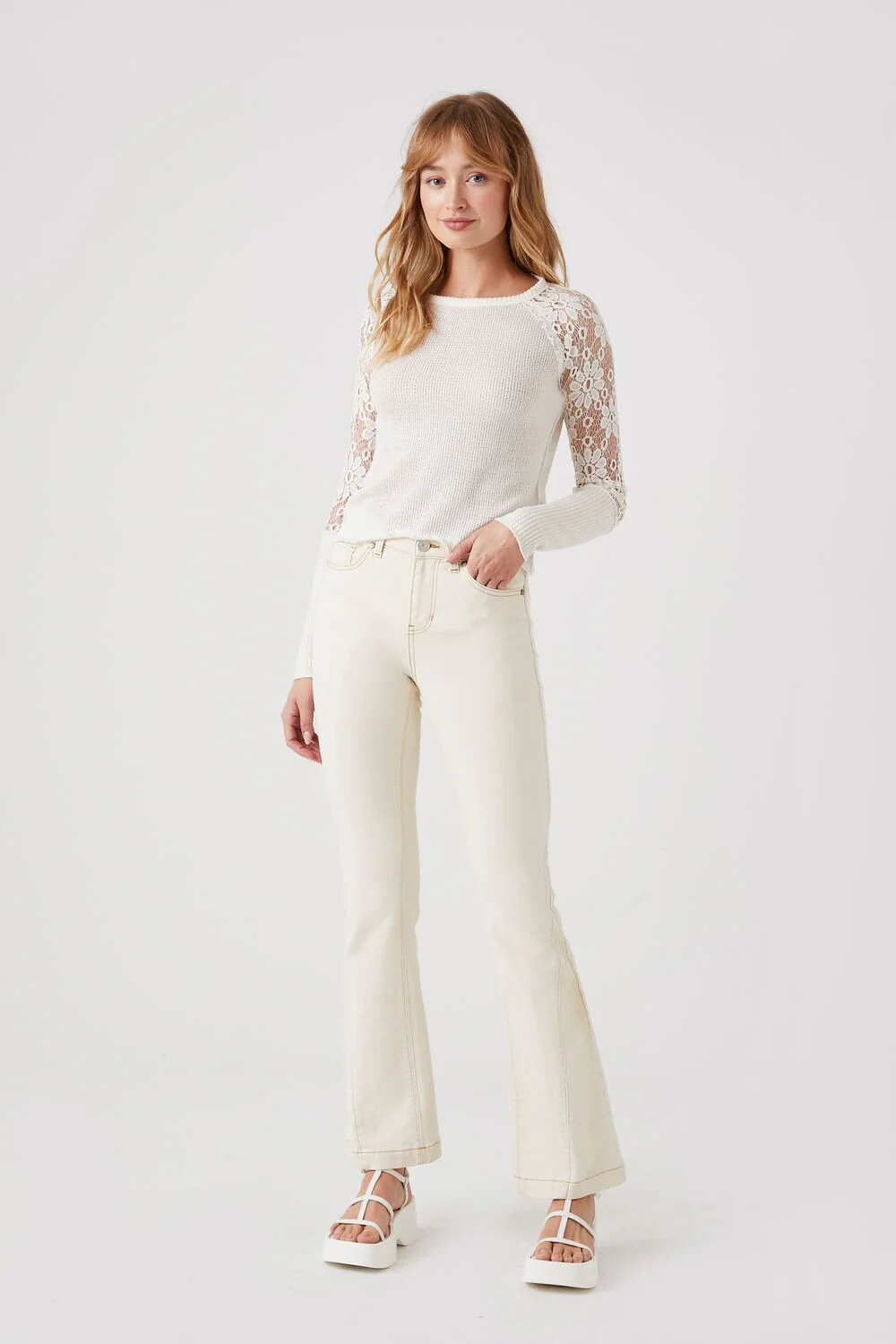 Sheer Lace-Sleeve Top - Image 4