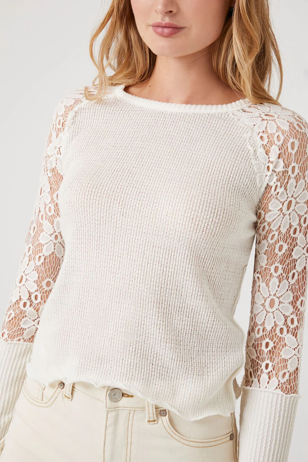 Sheer Lace-Sleeve Top - Image 5