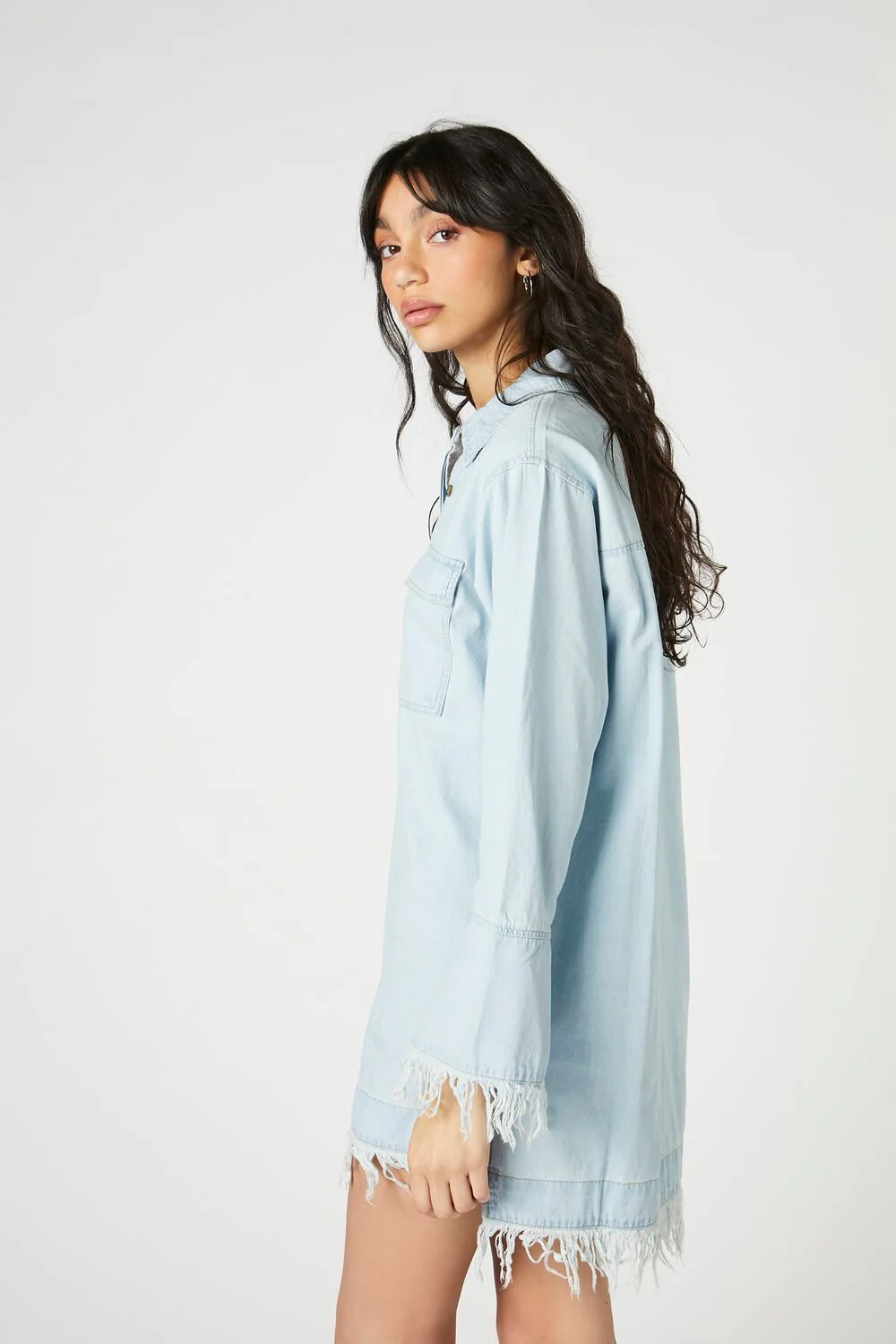 Trumpet-Sleeve Denim Mini Dress - Image 2