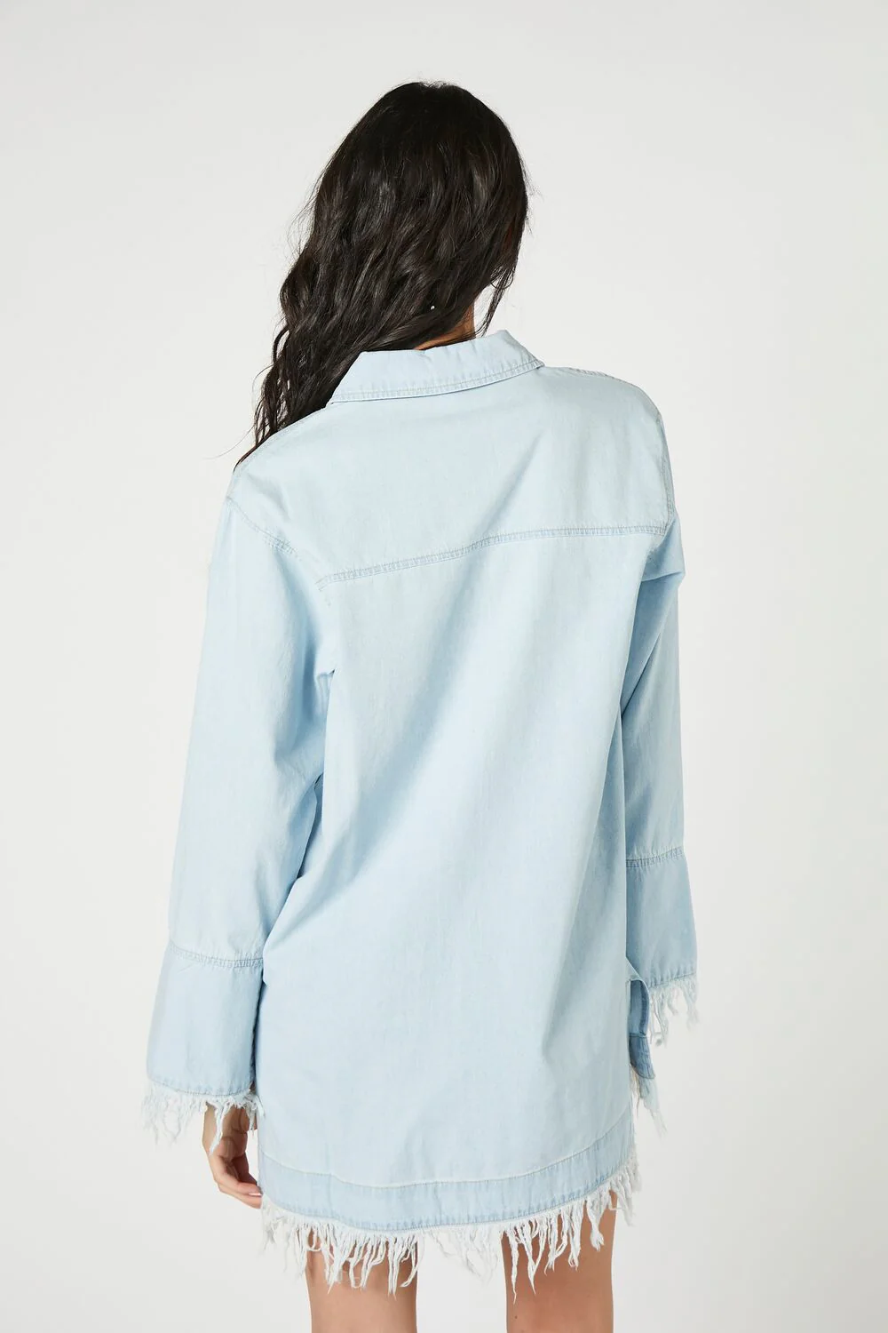 Trumpet-Sleeve Denim Mini Dress - Image 3