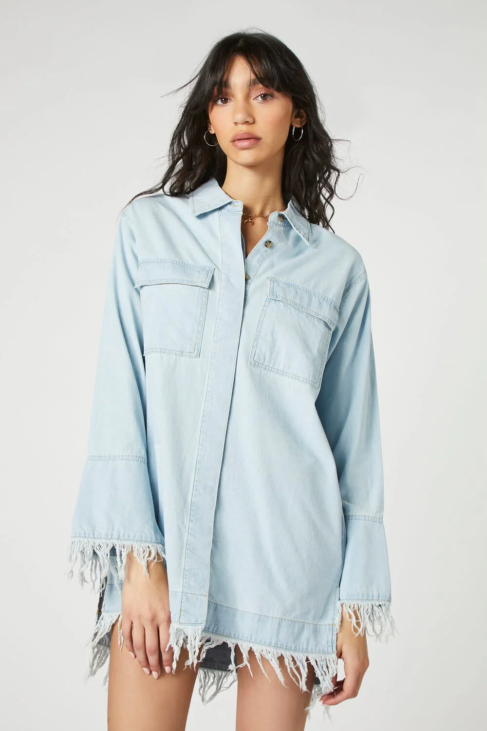 Trumpet-Sleeve Denim Mini Dress - Image 4