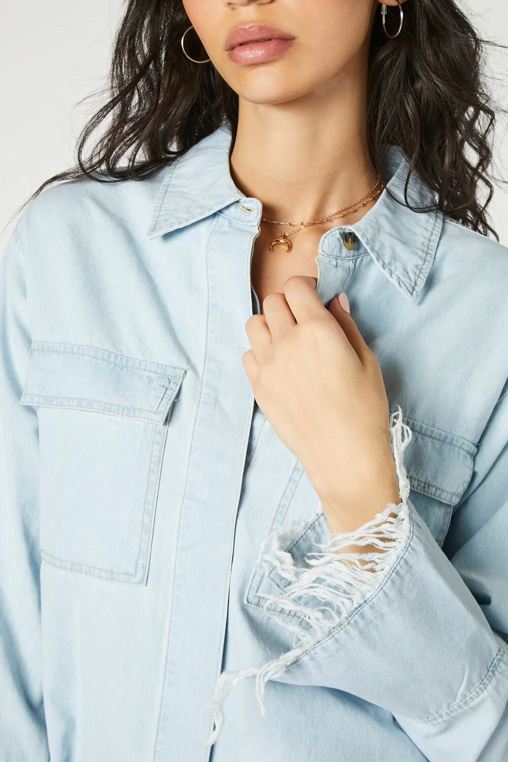 Trumpet-Sleeve Denim Mini Dress - Image 5