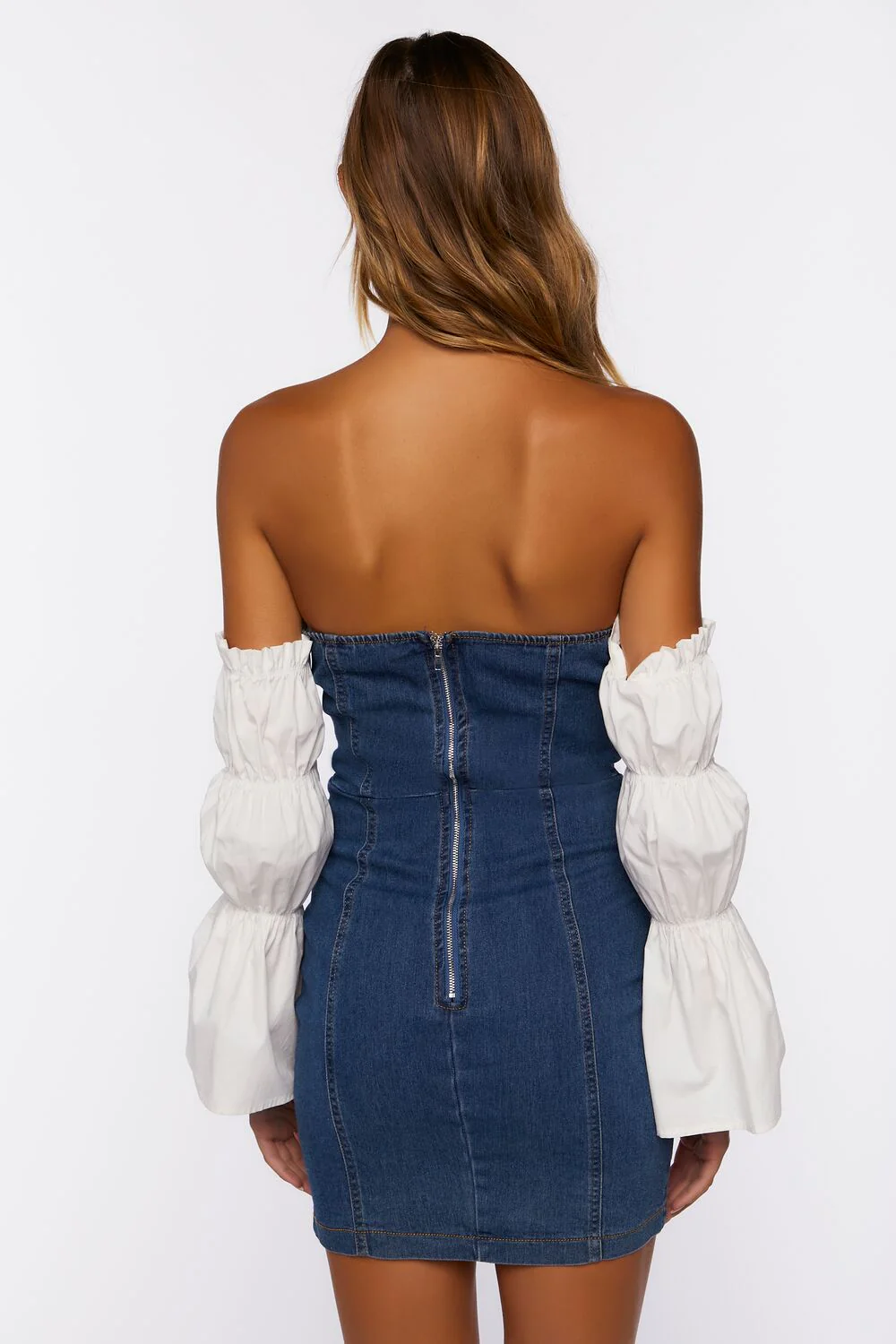 Reworked Denim Off-the-Shoulder Dress - Image 3