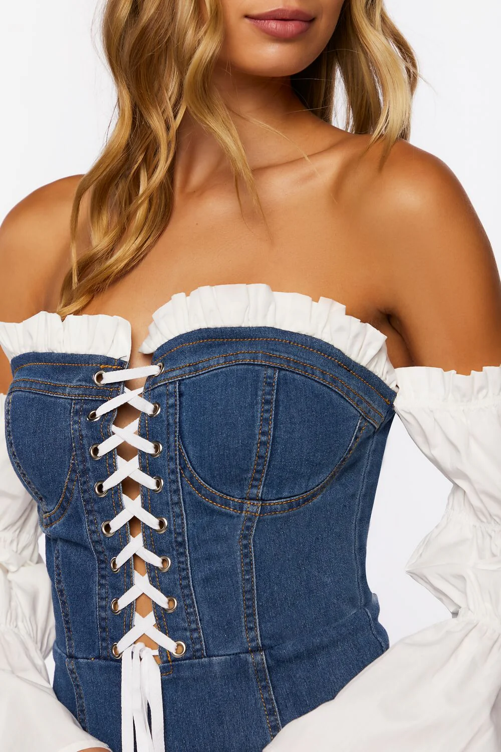 Reworked Denim Off-the-Shoulder Dress - Image 5