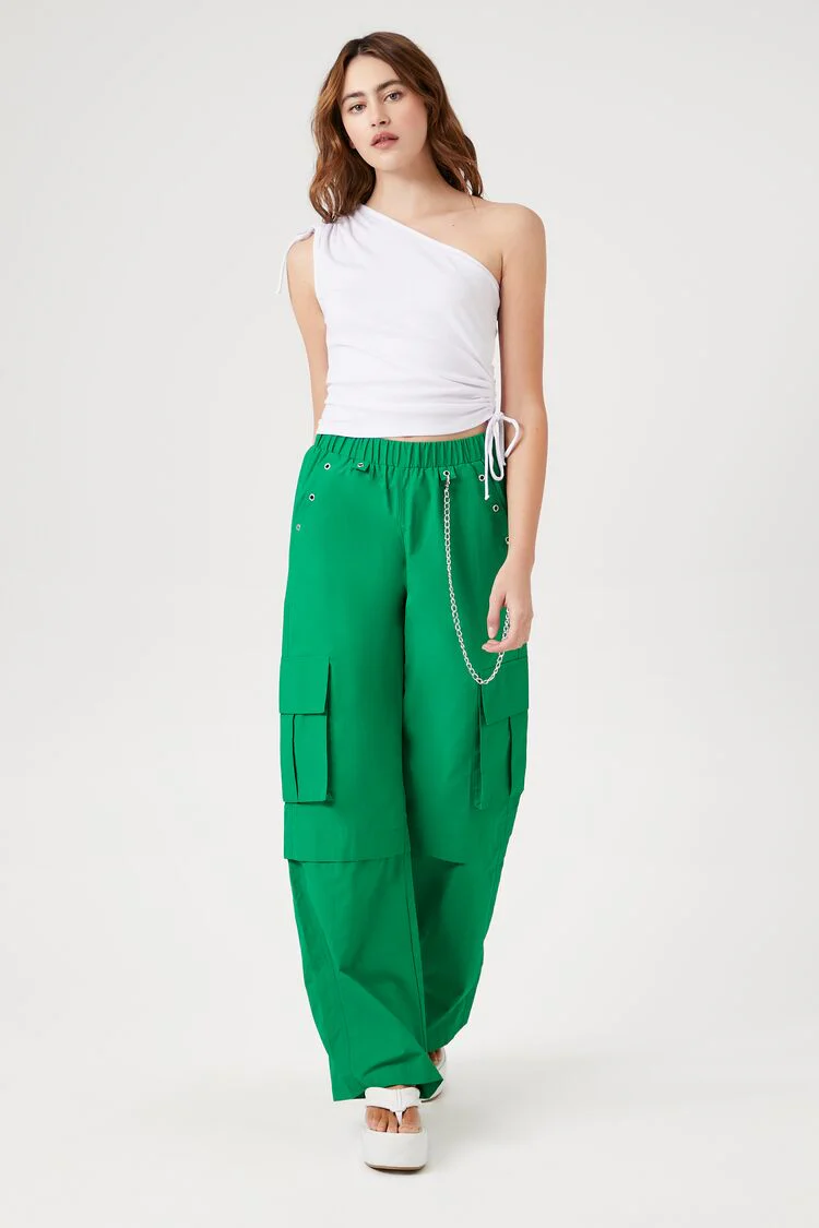 Ruched Drawstring One-Shoulder Top - Image 4