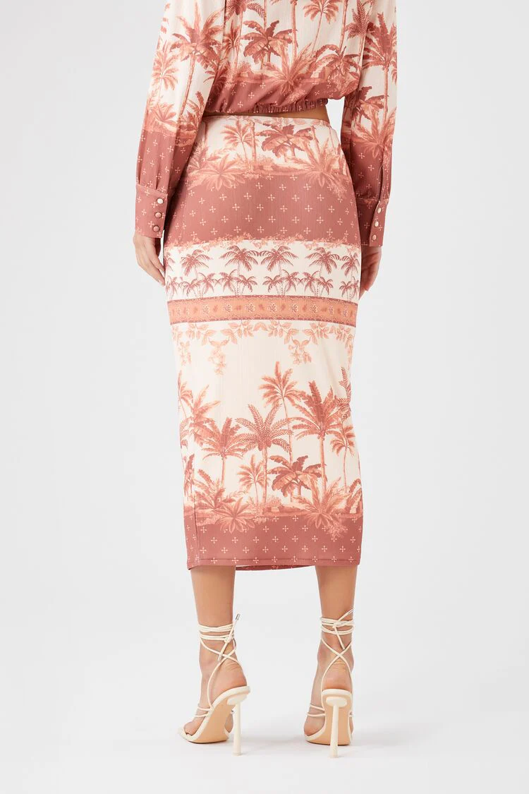 Tropical Print Midi Skirt - Image 4