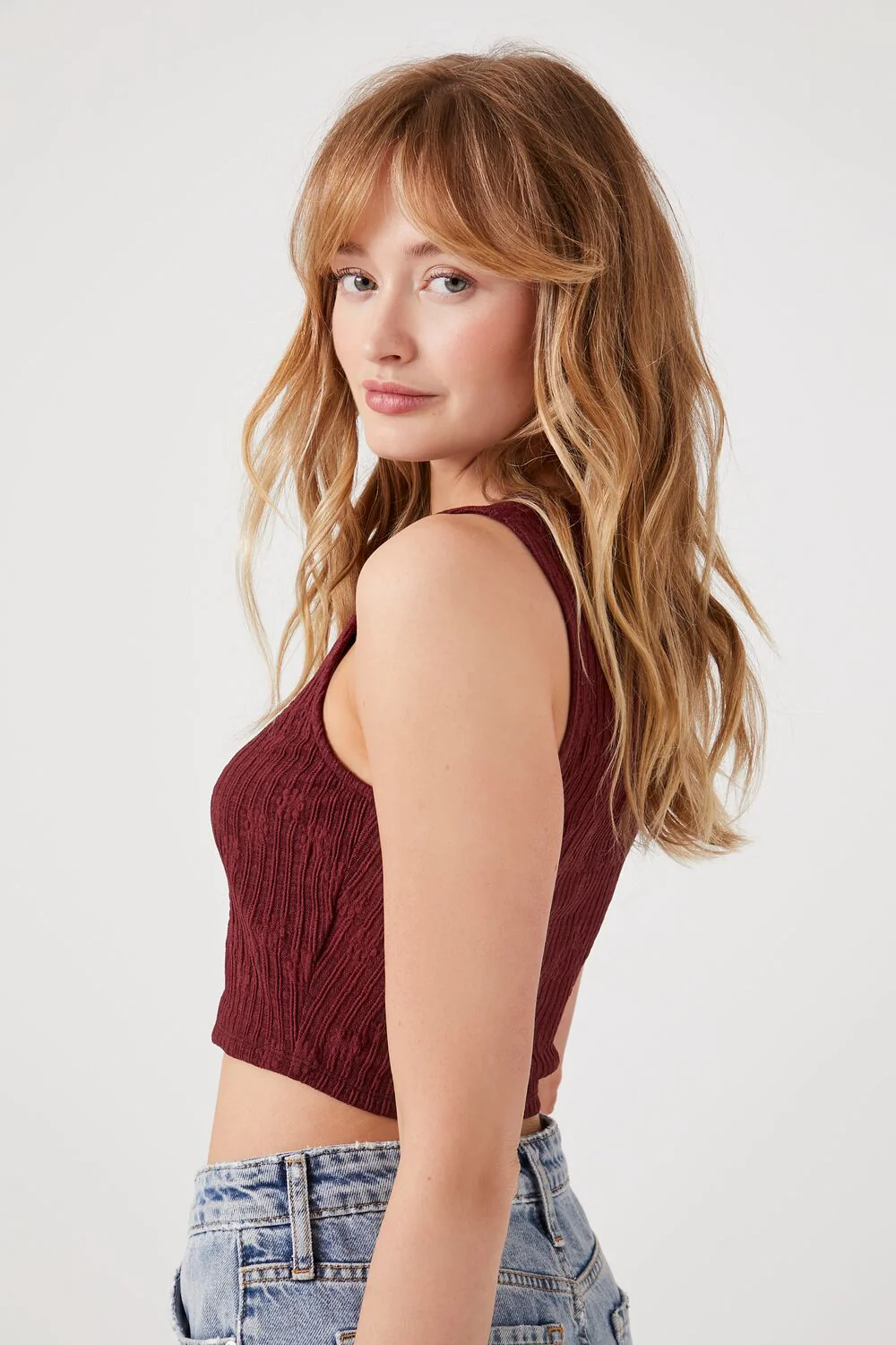 Textured Cropped Tank Top - Image 2