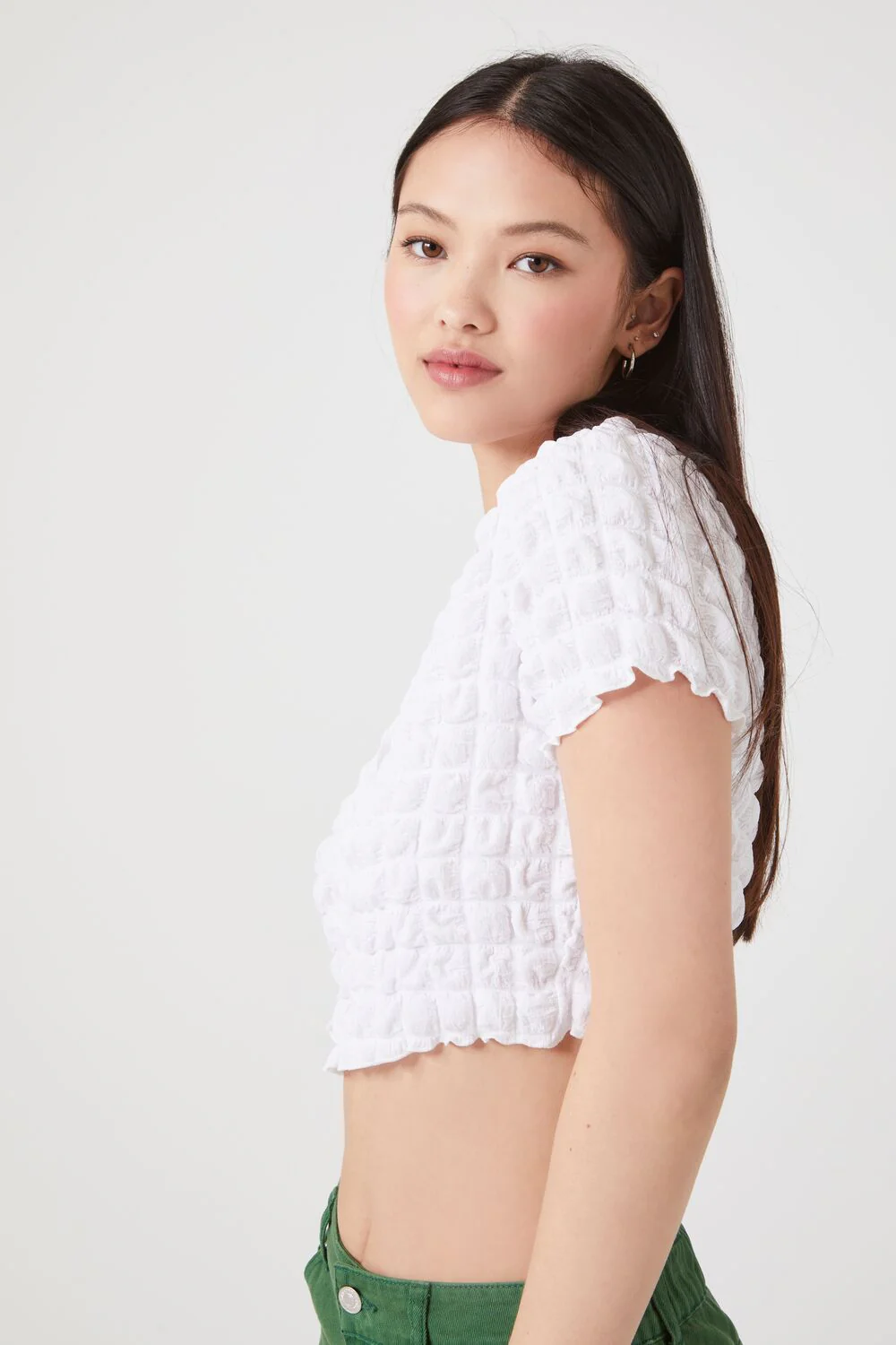 Textured Cutout Crop Top - Image 2