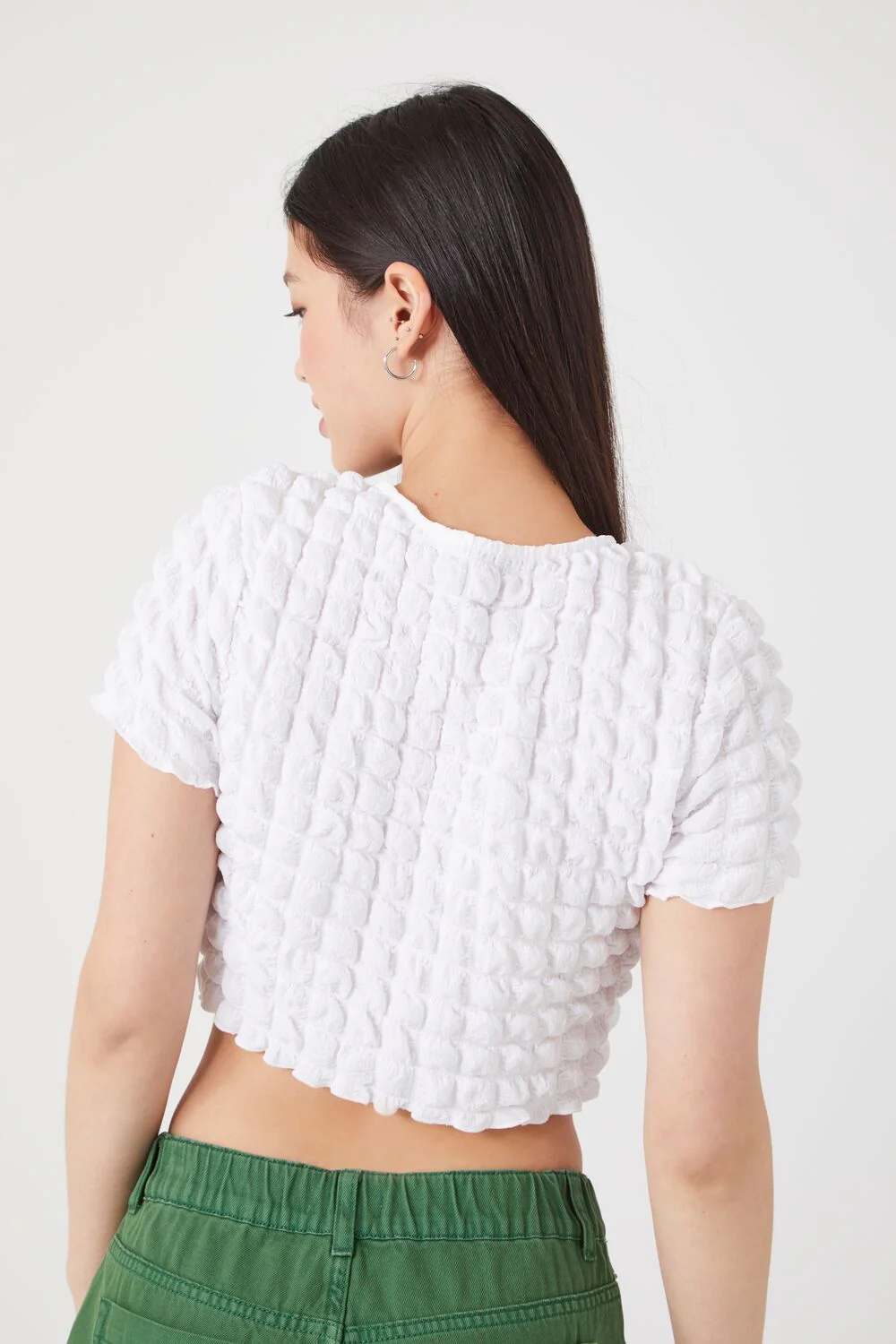 Textured Cutout Crop Top - Image 3