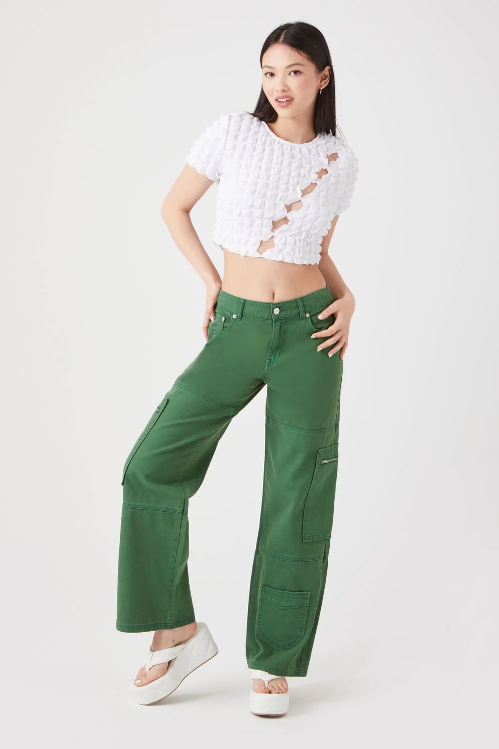 Textured Cutout Crop Top - Image 4