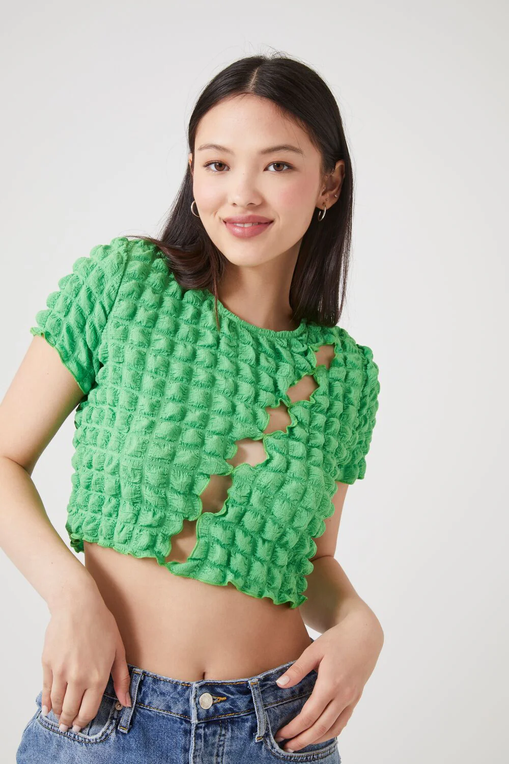 Textured Cutout Crop Top - Image 6