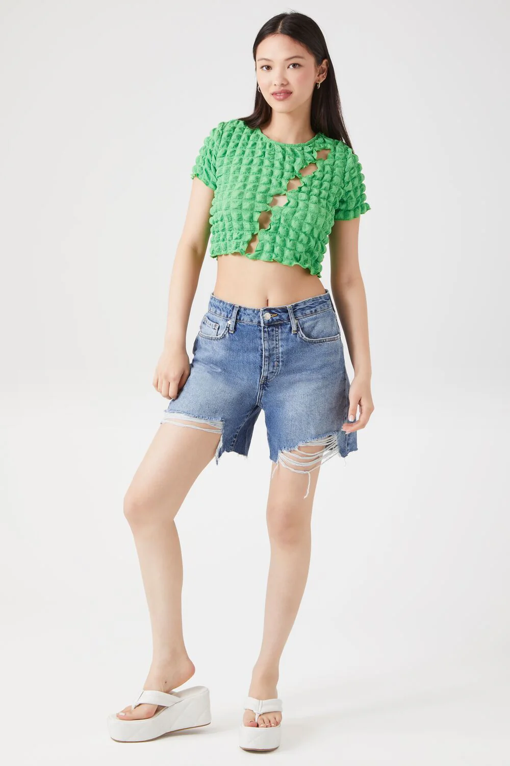 Textured Cutout Crop Top - Image 9