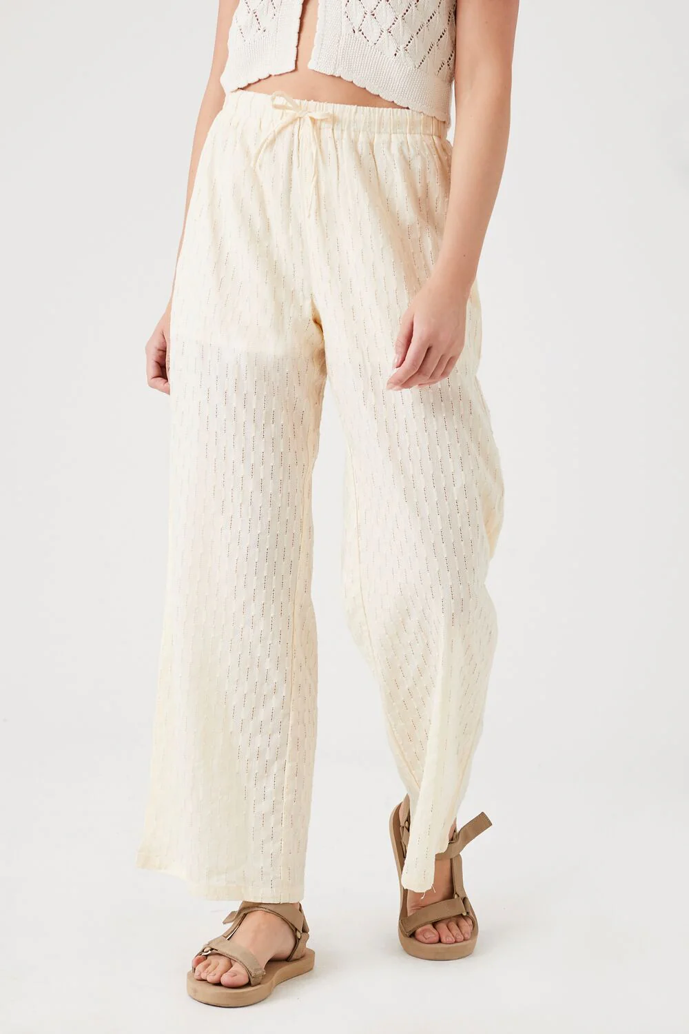 Textured Drawstring Wide-Leg Pants - Image 2