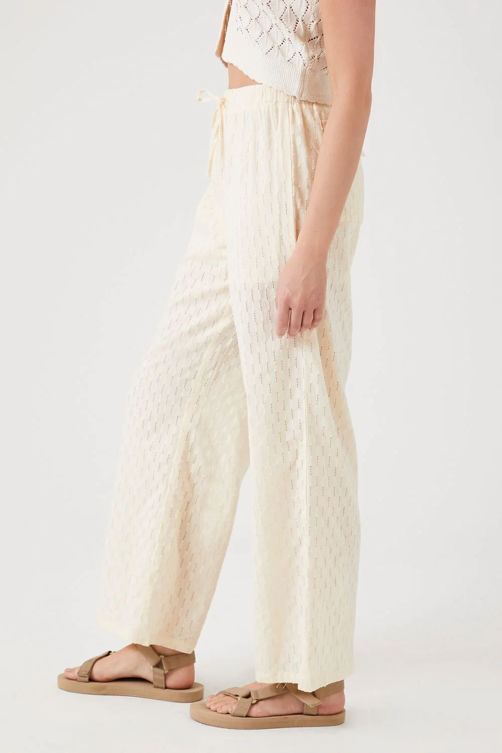 Textured Drawstring Wide-Leg Pants - Image 3