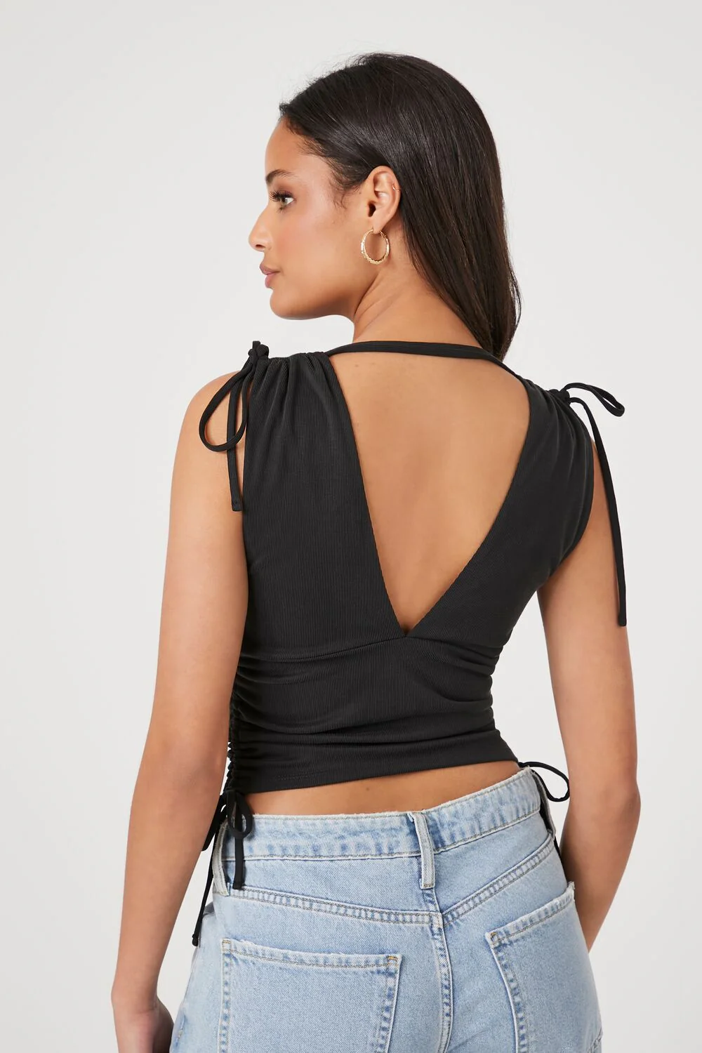 Plunging Drawstring Crop Top - Image 3