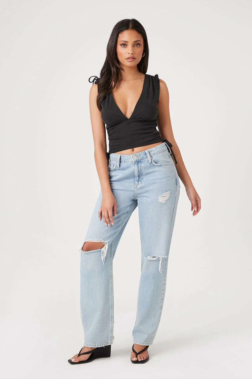 Plunging Drawstring Crop Top - Image 4