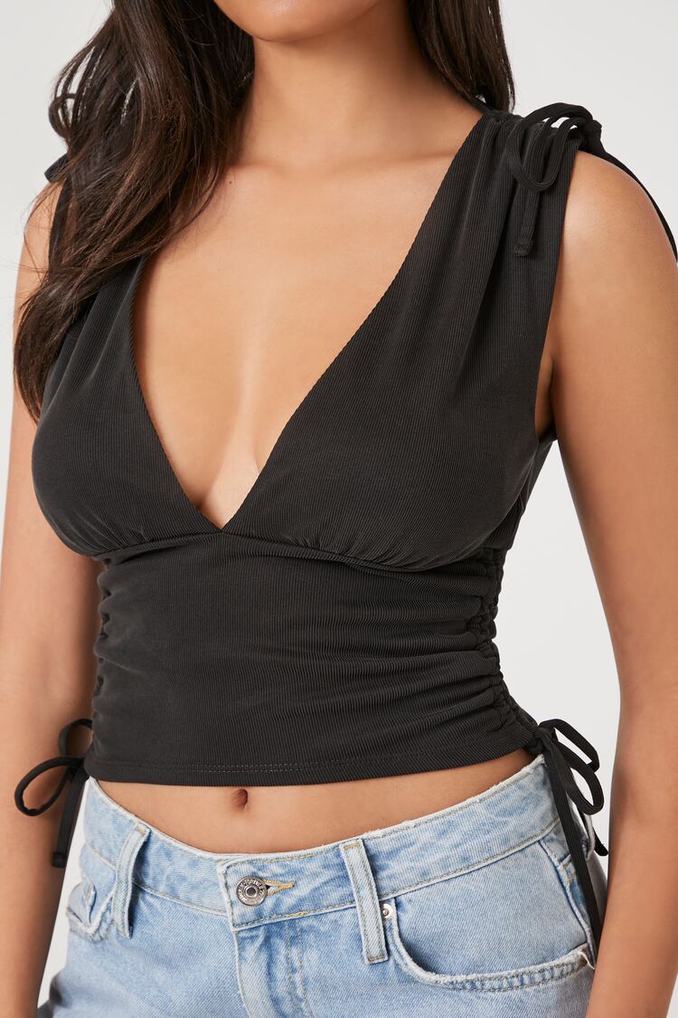 Plunging Drawstring Crop Top - Image 5