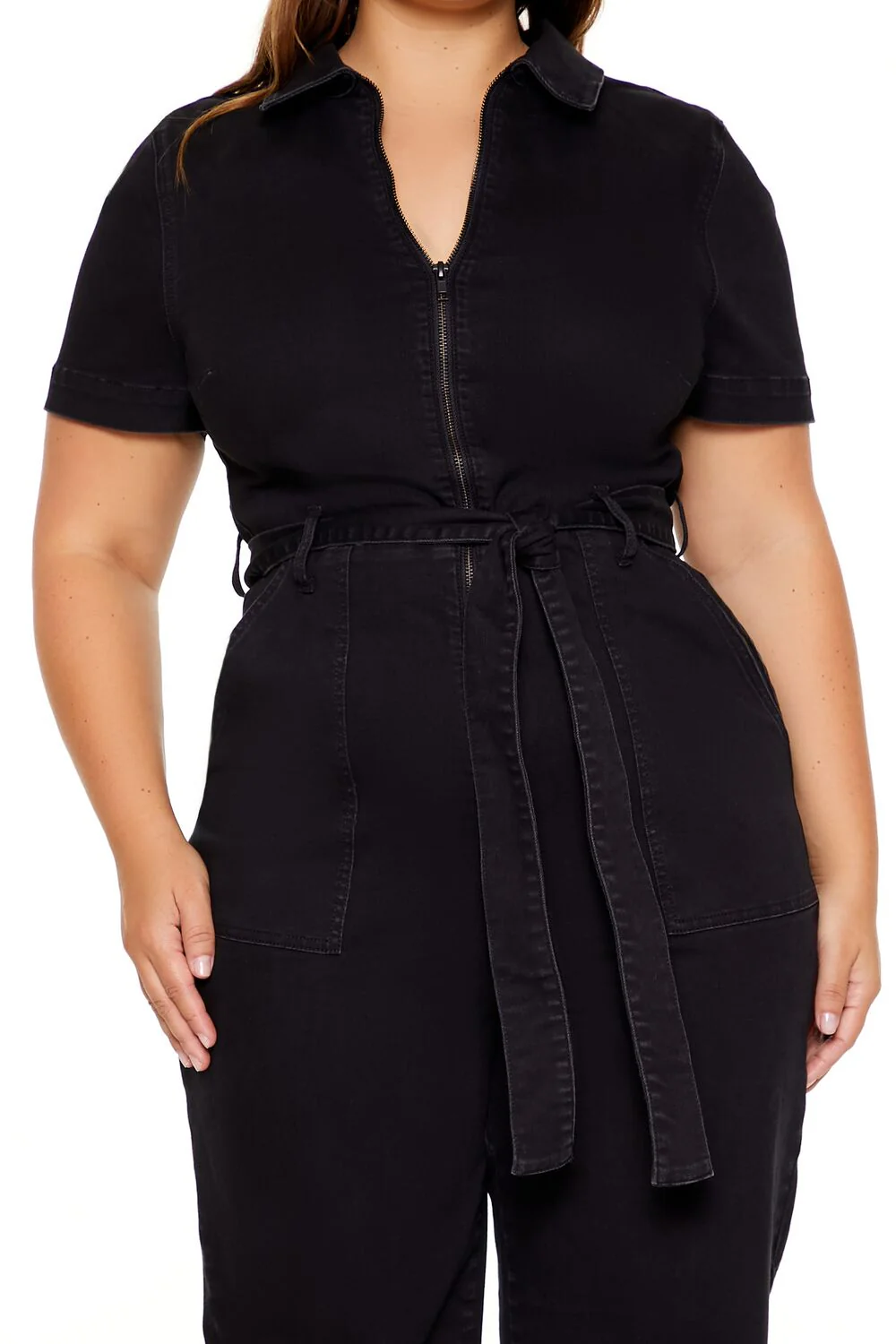 Plus Size Zip-Up Denim Jumpsuit - Image 5