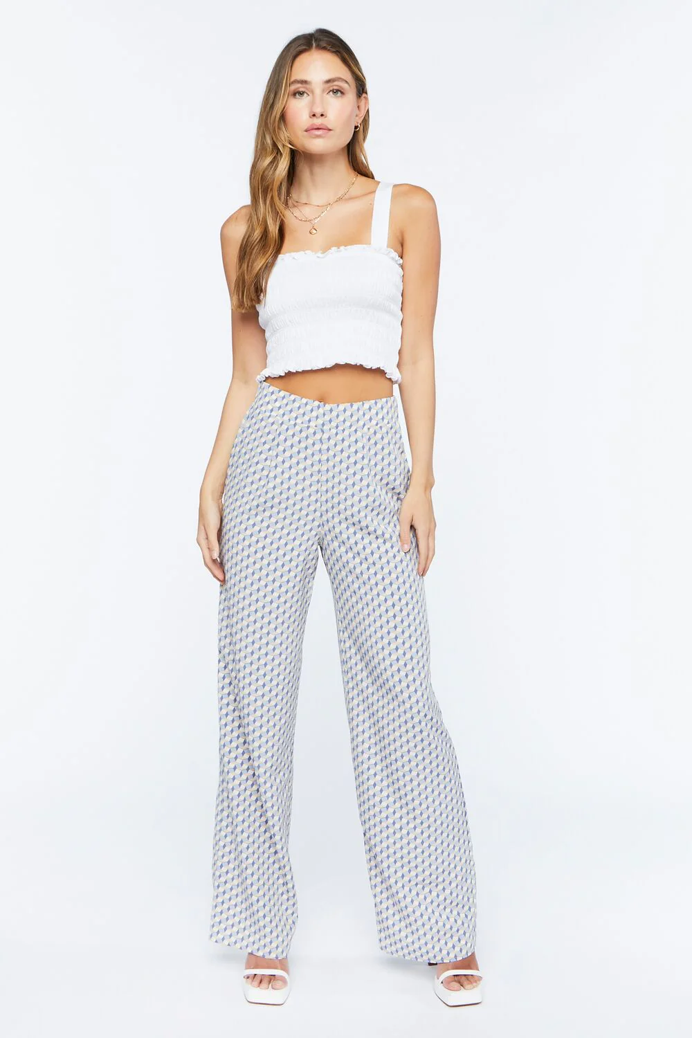 Geo Print Satin Straight-Leg Pants - Image 5