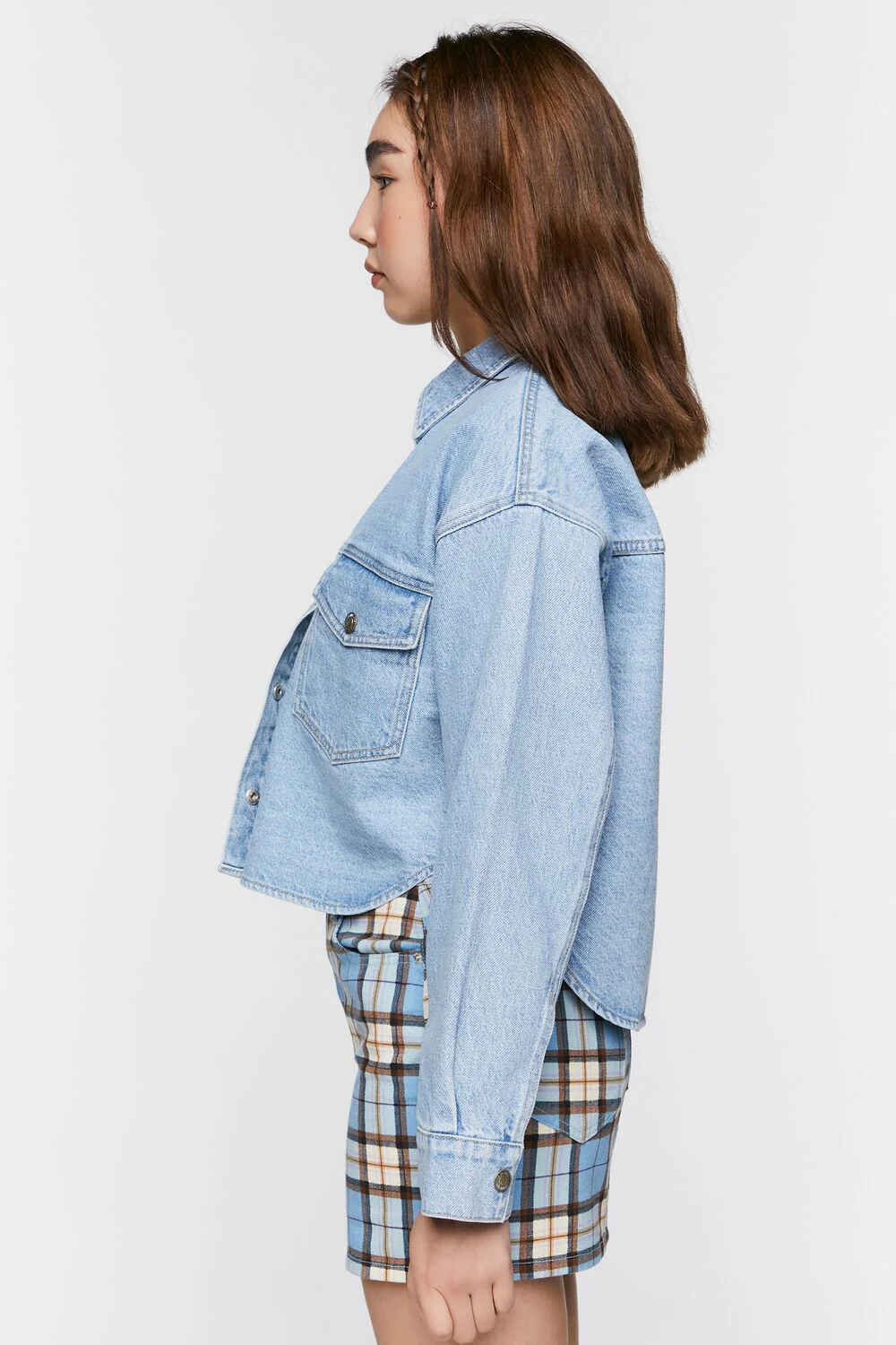 Cropped Denim Trucker Jacket - Image 2