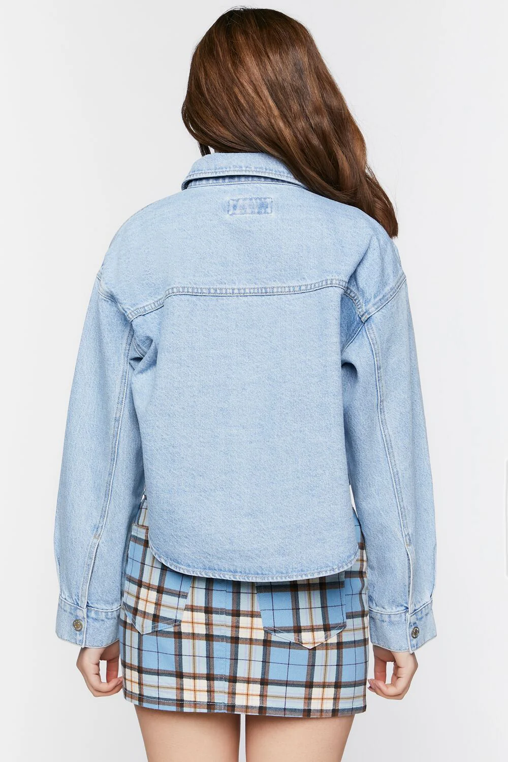 Cropped Denim Trucker Jacket - Image 3