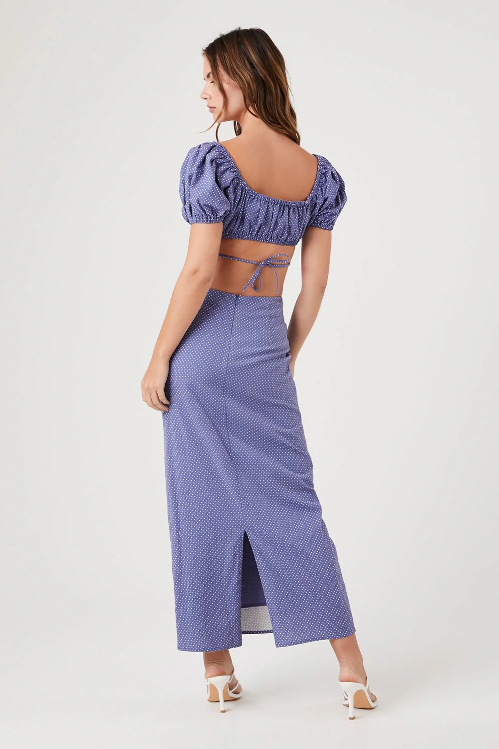 Pin Dot Crop Top & Maxi Skirt Set - Image 3