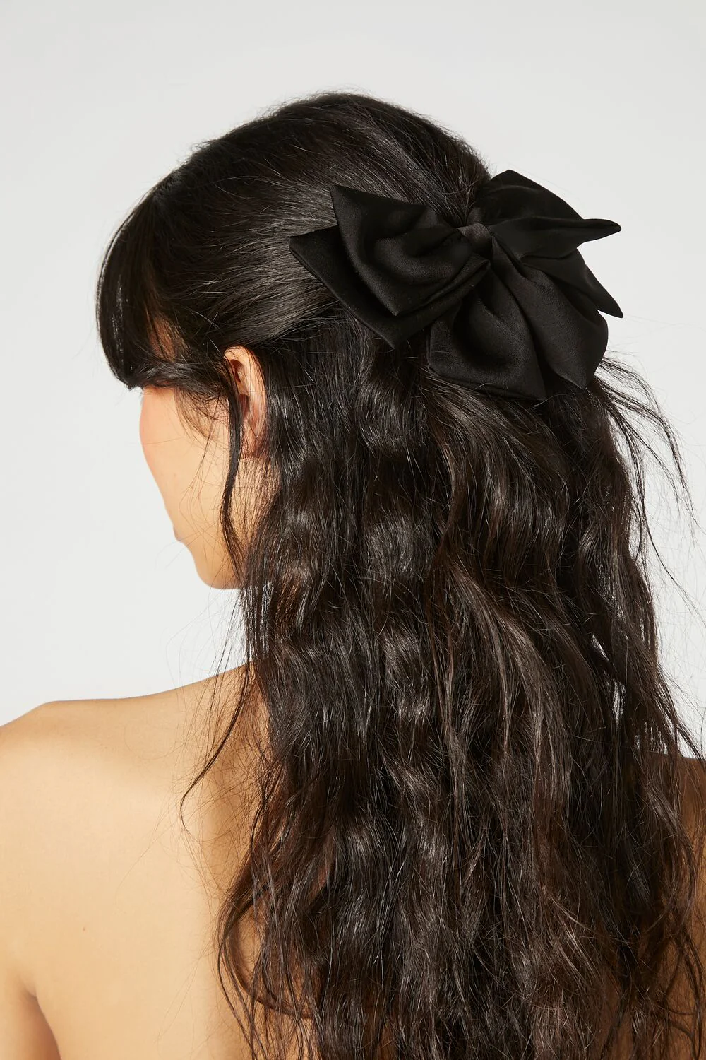 Oversized Satin Bow Hair Barrette - Image 2