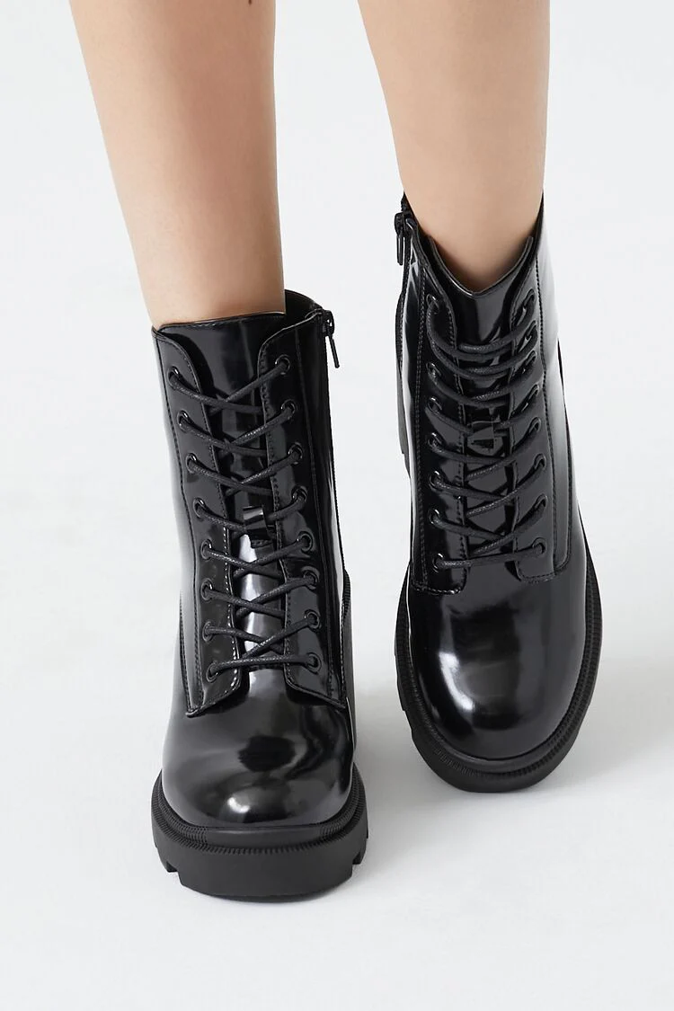 Block Heel Combat Boots - Image 4