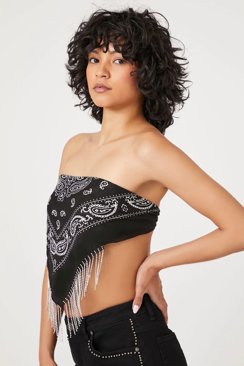 Rhinestone-Fringe Paisley Scarf - Image 2