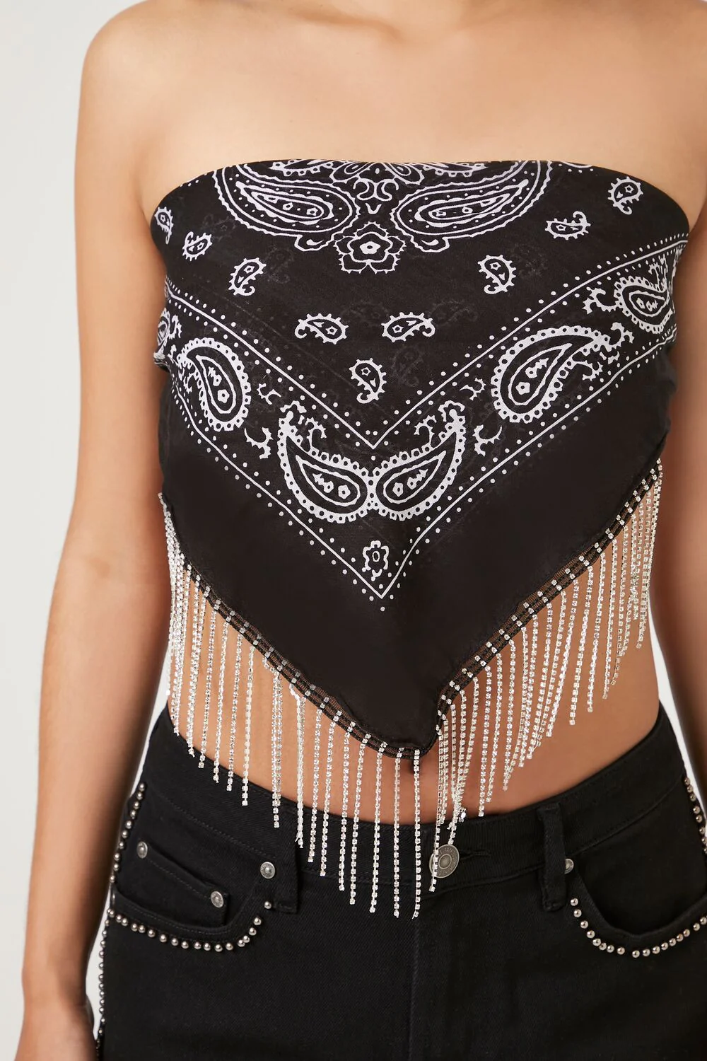 Rhinestone-Fringe Paisley Scarf - Image 5