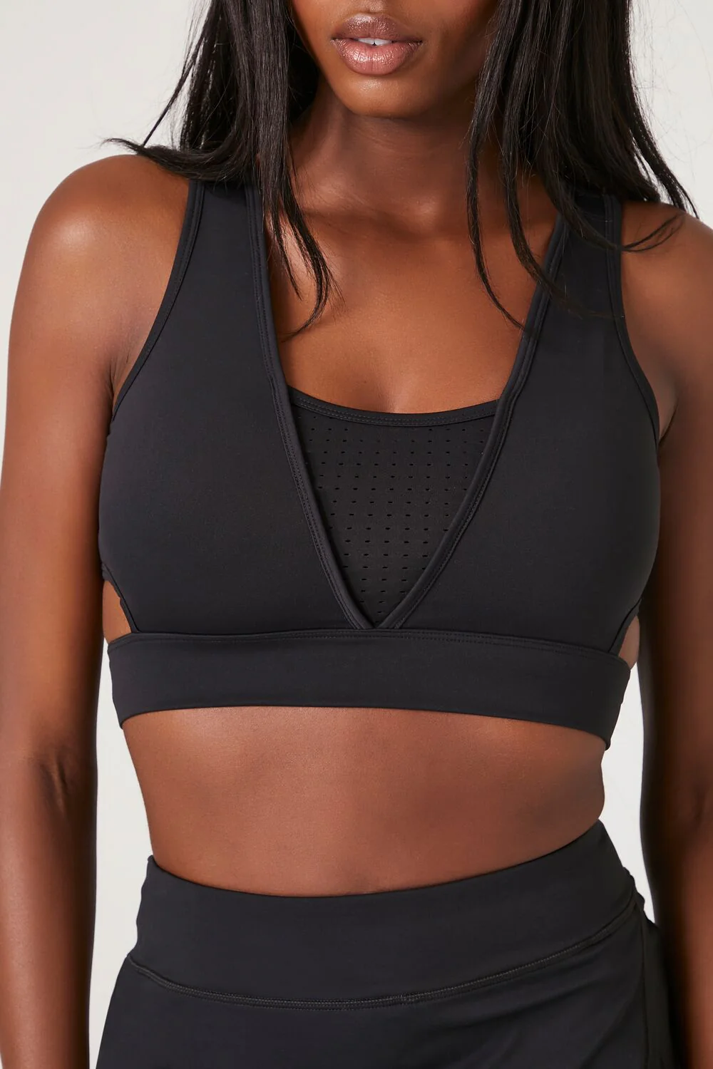 Perforated V-Neck Sports Bra - Image 5