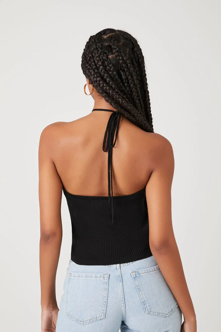 Sweater-Knit Halter Crop Top - Image 3