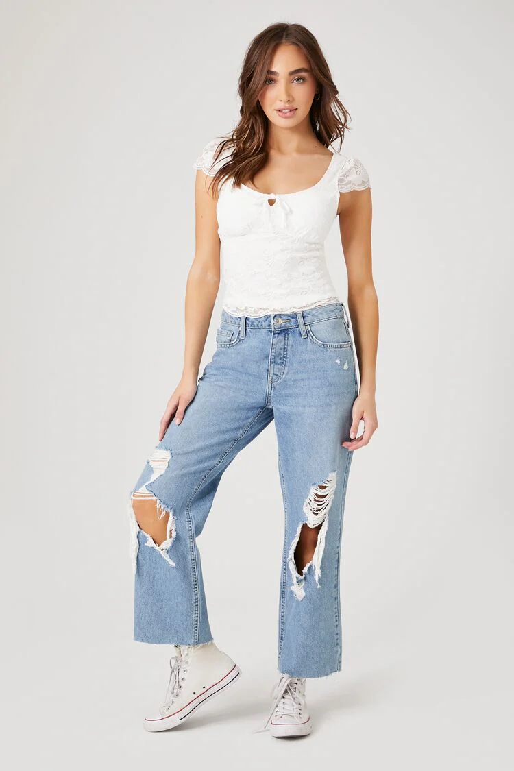 Lace Cap-Sleeve Scoop Top - Image 4