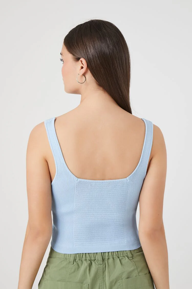 Sweater-Knit Cutout Cropped Tank Top - Image 3