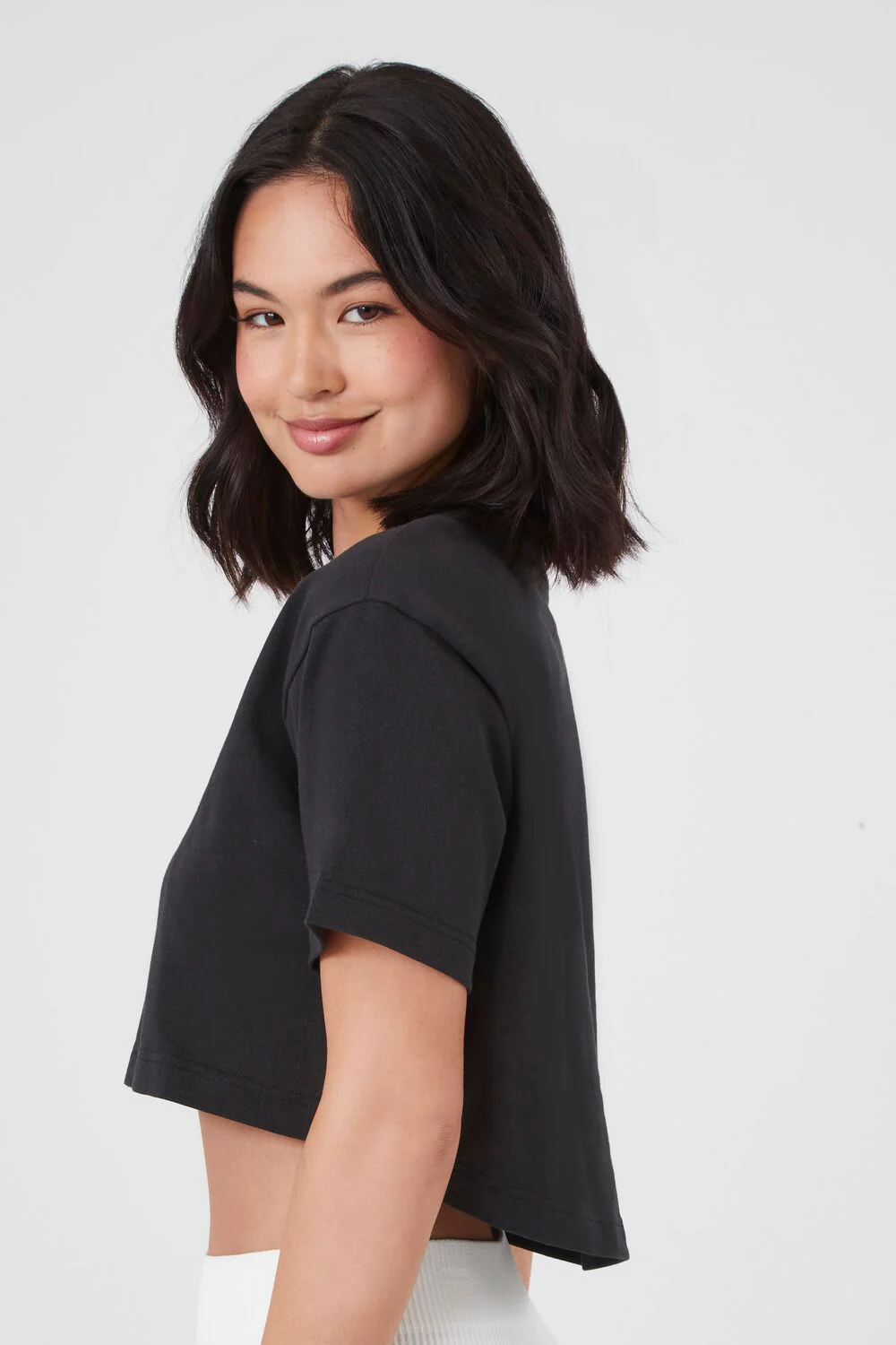 Cropped Cotton Crew Tee - Image 2
