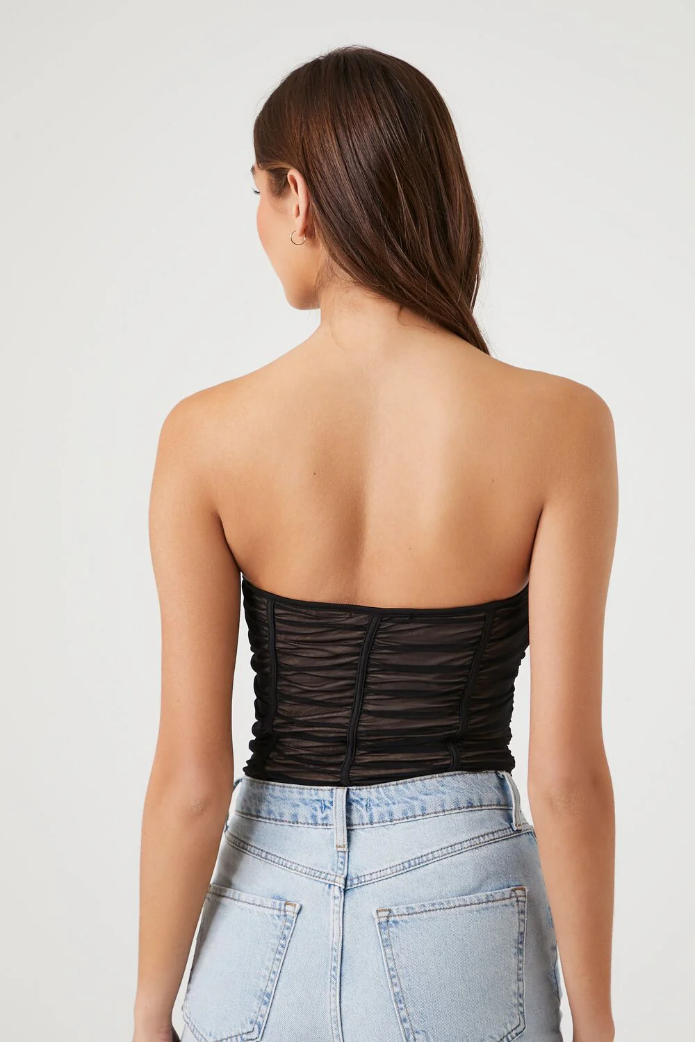 Mesh Ruched Sweetheart Bodysuit - Image 3