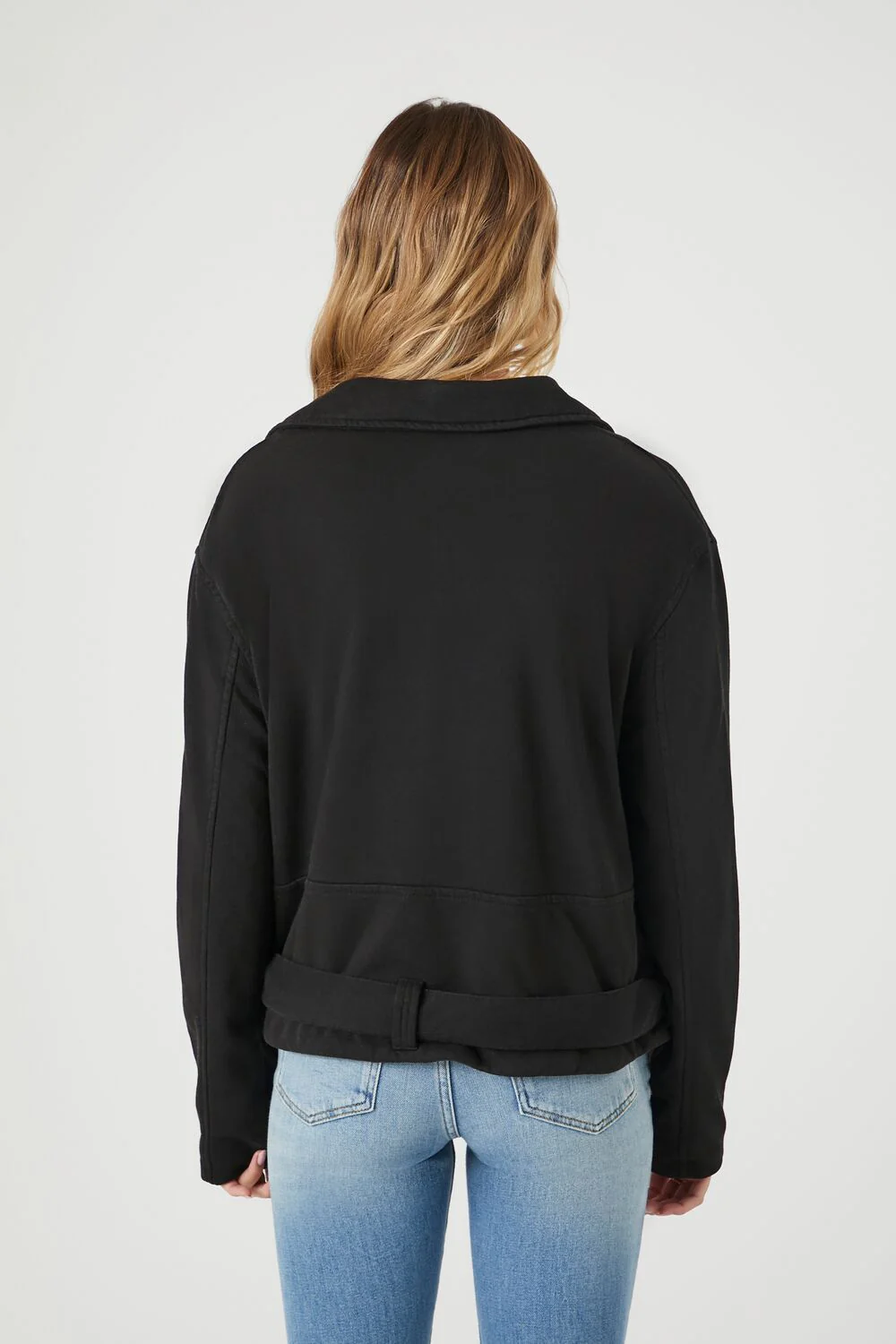 Asymmetrical French Terry Moto Jacket - Image 3