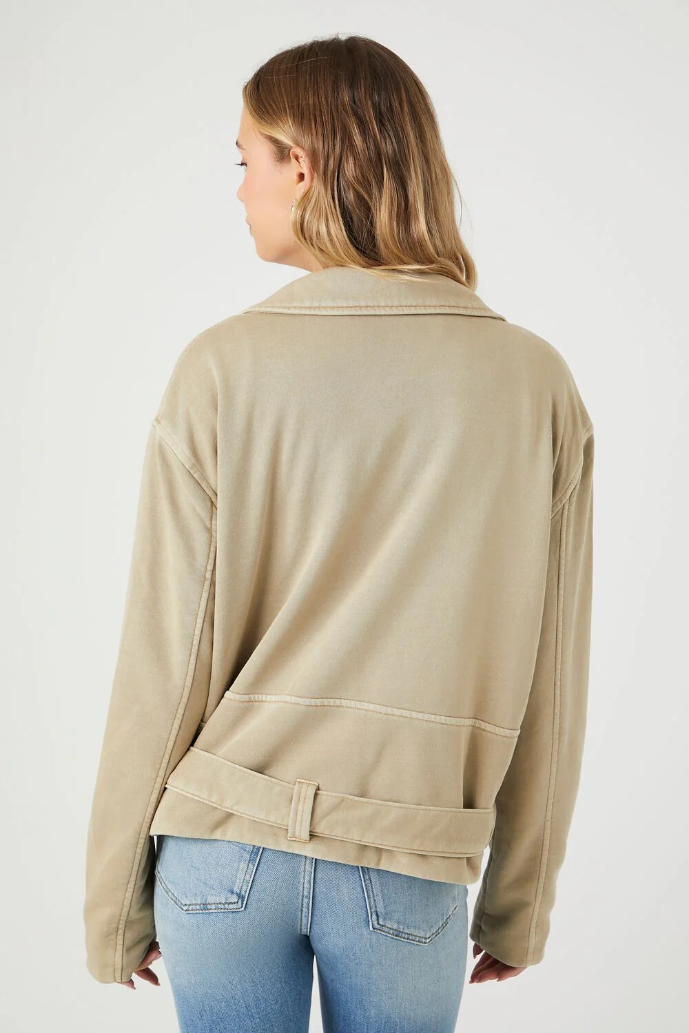 Asymmetrical French Terry Moto Jacket - Image 8