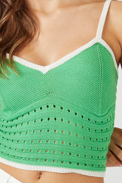 Sweater-Knit Contrast-Trim Cropped Cami - Image 5