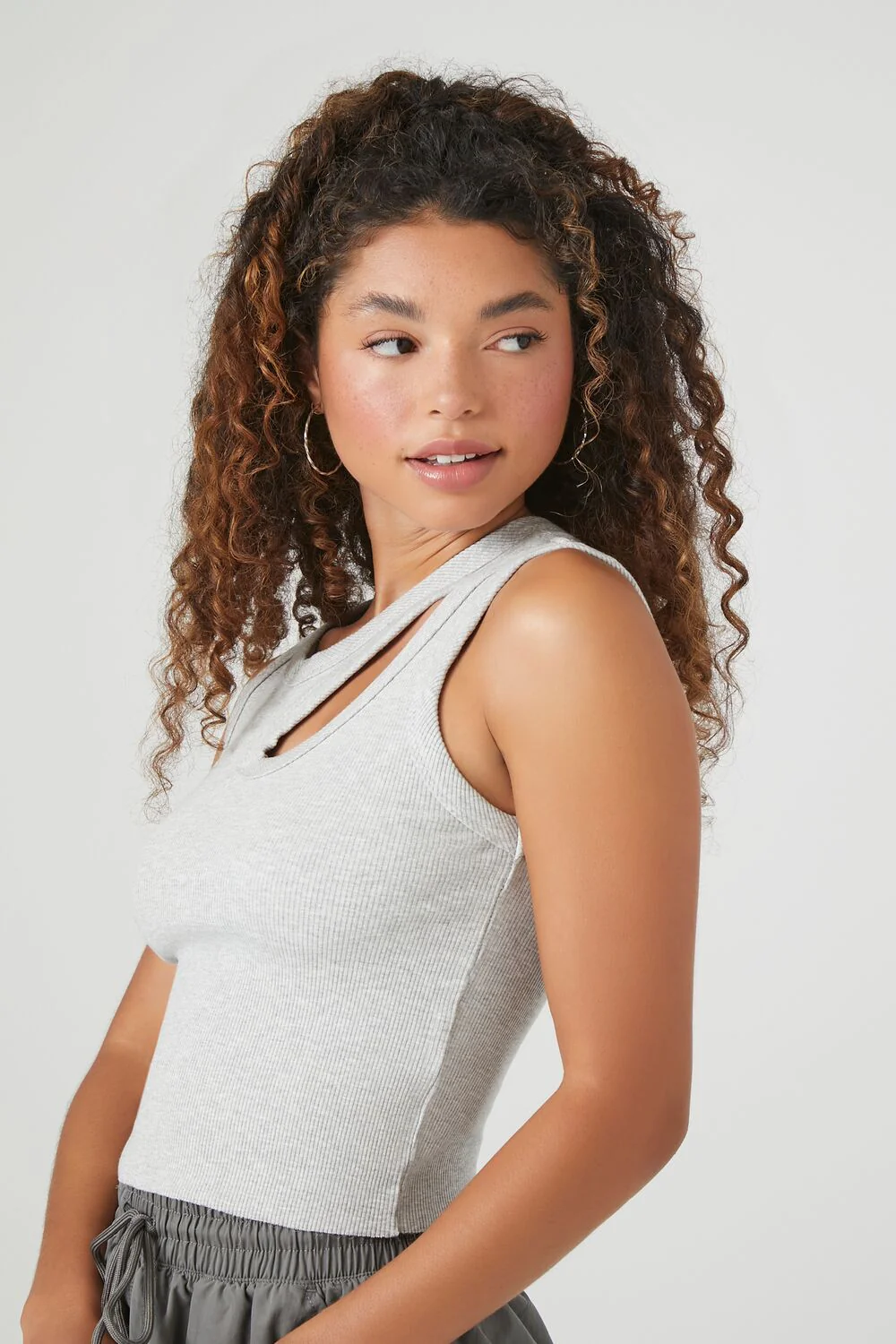 Ribbed Knit Cutout Tank Top - Image 2