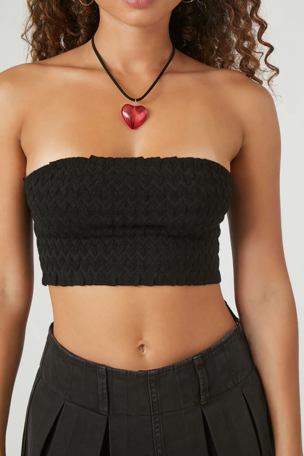 Sweater-Knit Chevron Cropped Tube Top - Image 5