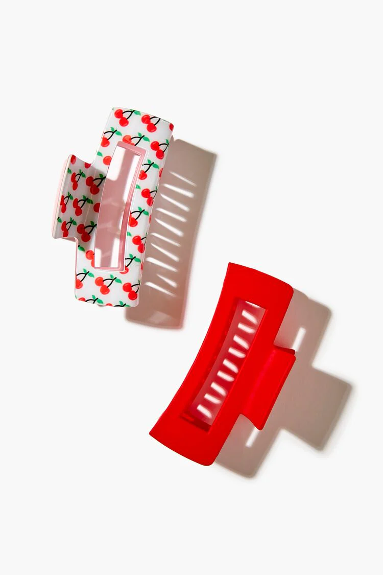 Cherry Print Hair Claw Clip Set - Image 2
