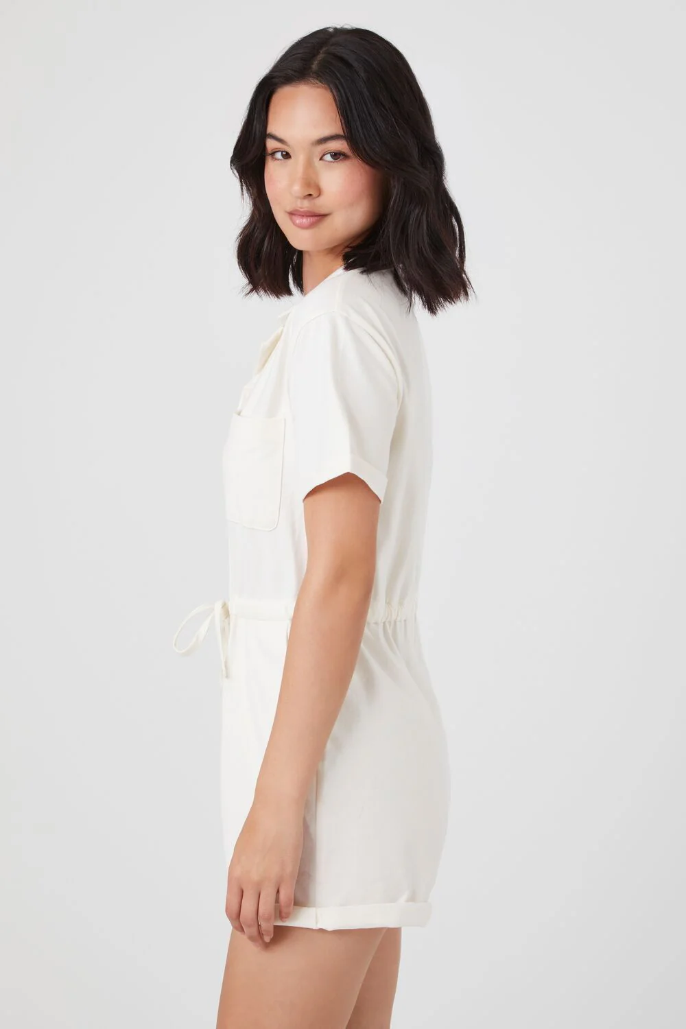 Tie-Waist Shirt Romper - Image 2