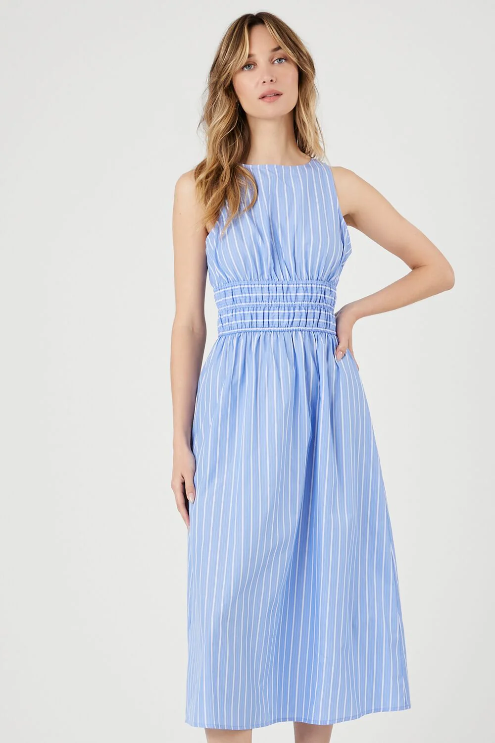Pinstriped Poplin Midi Dress - Image 4