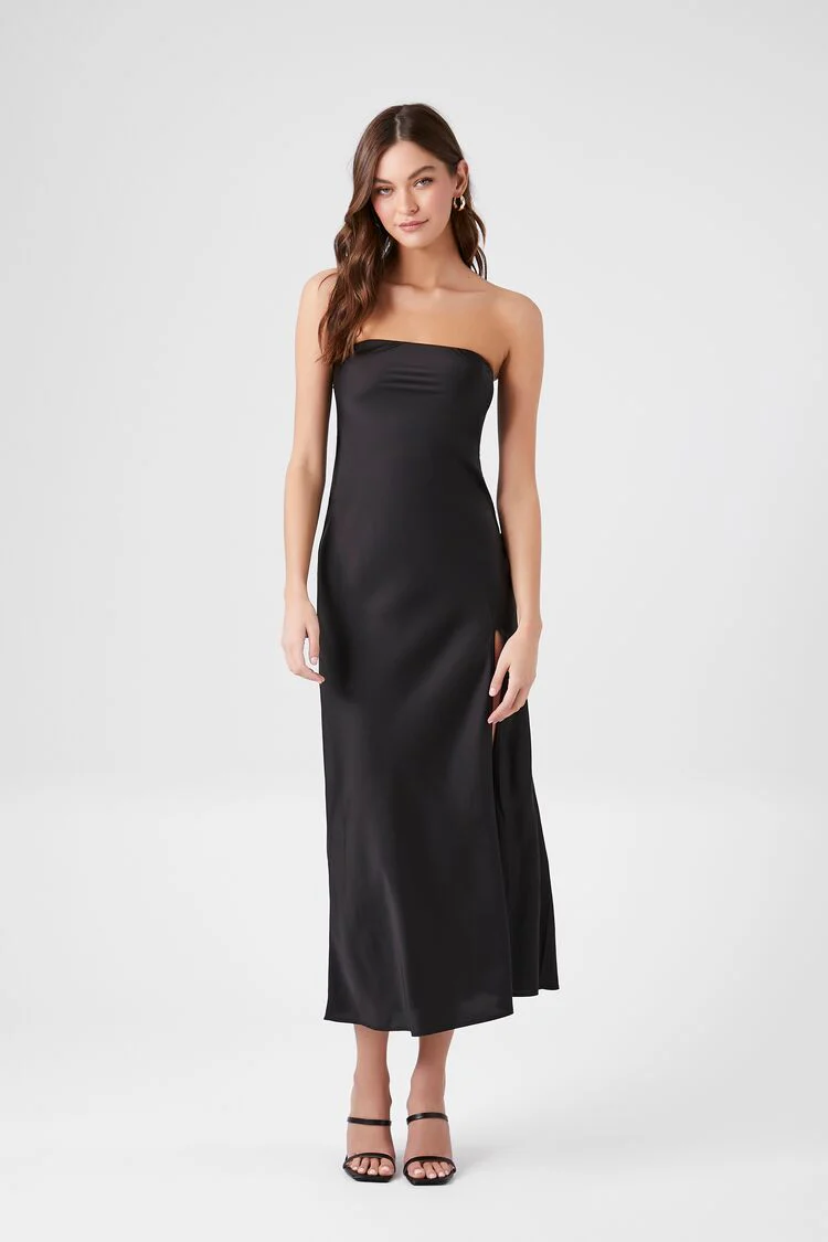 Satin Strapless Maxi Slip Dress - Image 10