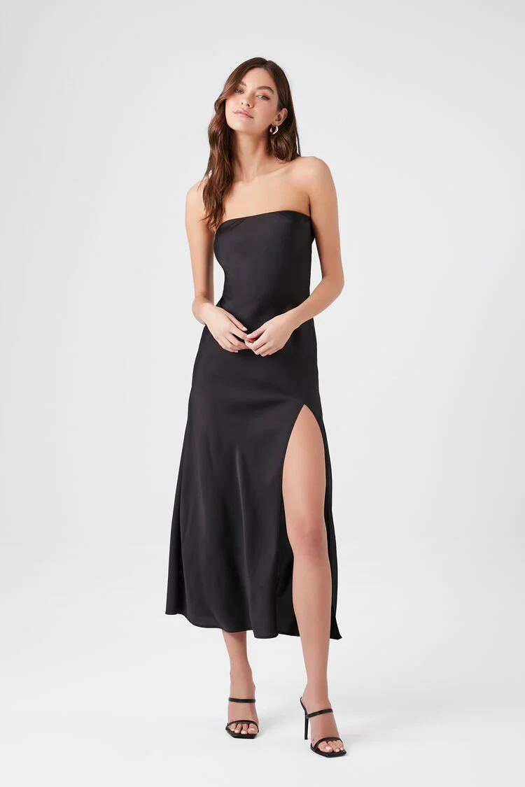 Satin Strapless Maxi Slip Dress - Image 7