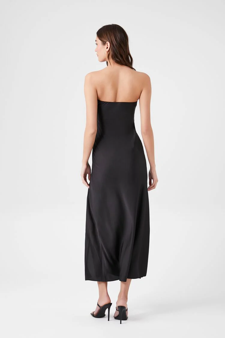 Satin Strapless Maxi Slip Dress - Image 9