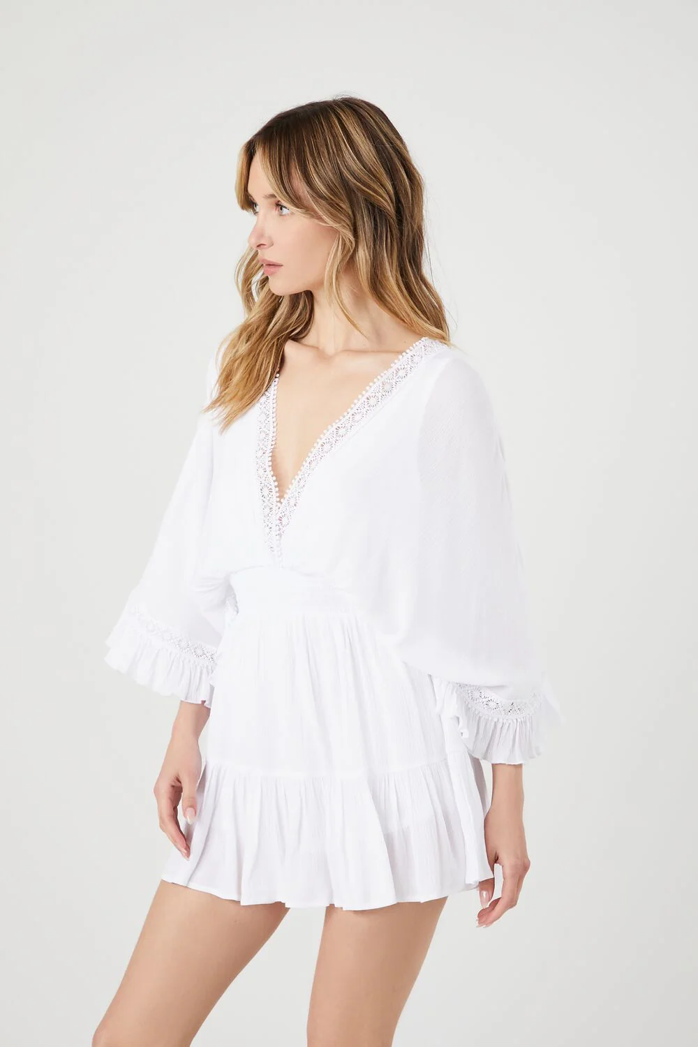 Crepe Butterfly-Sleeve Mini Dress - Image 7