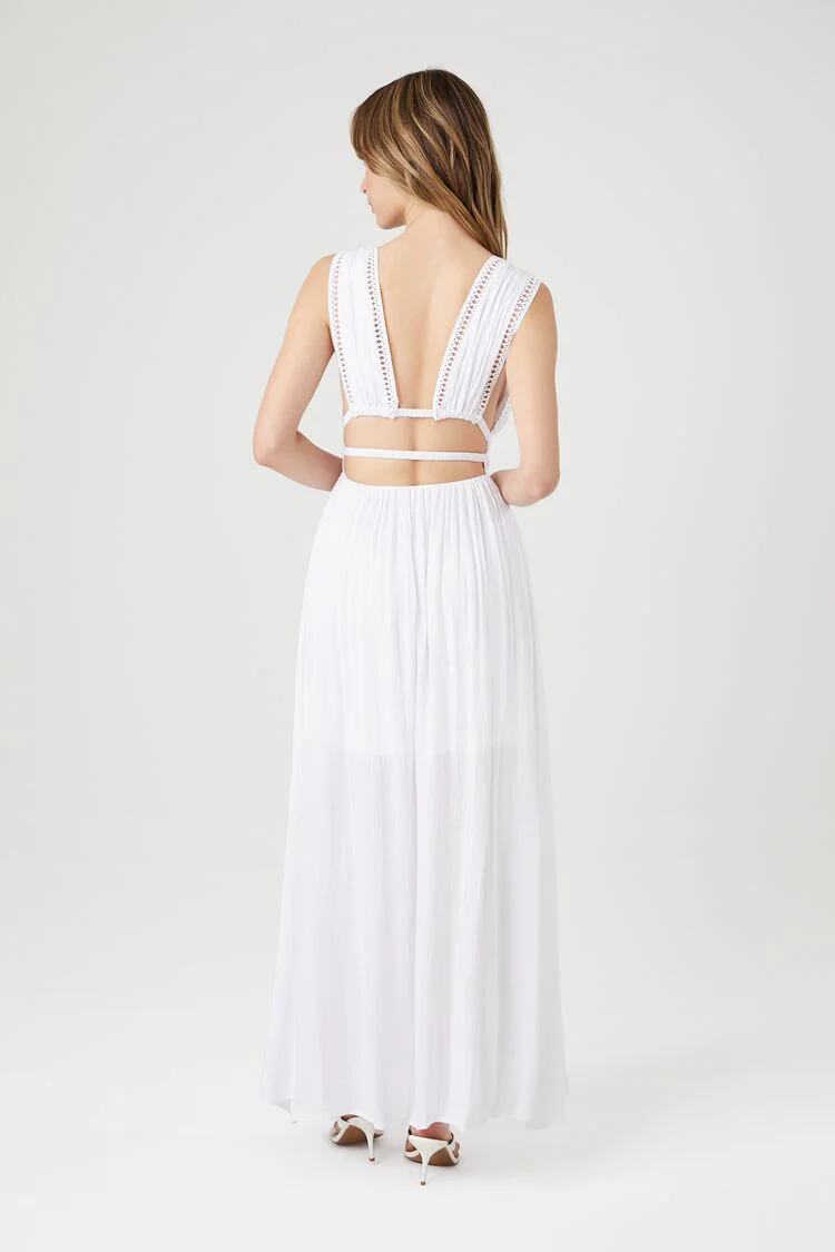 Crepe Caged V-Neck Maxi Dress - Image 3