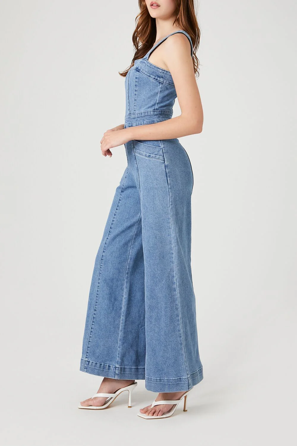 Wide-Leg Denim Overalls - Image 2